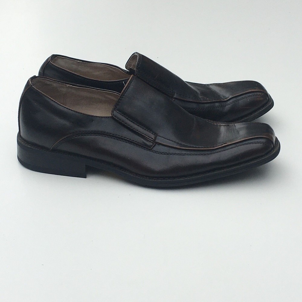 J. Ferrar Men's Sz 9.5 EU 41 Brown Leather Loafer Dress Shoes Worn A Few Times